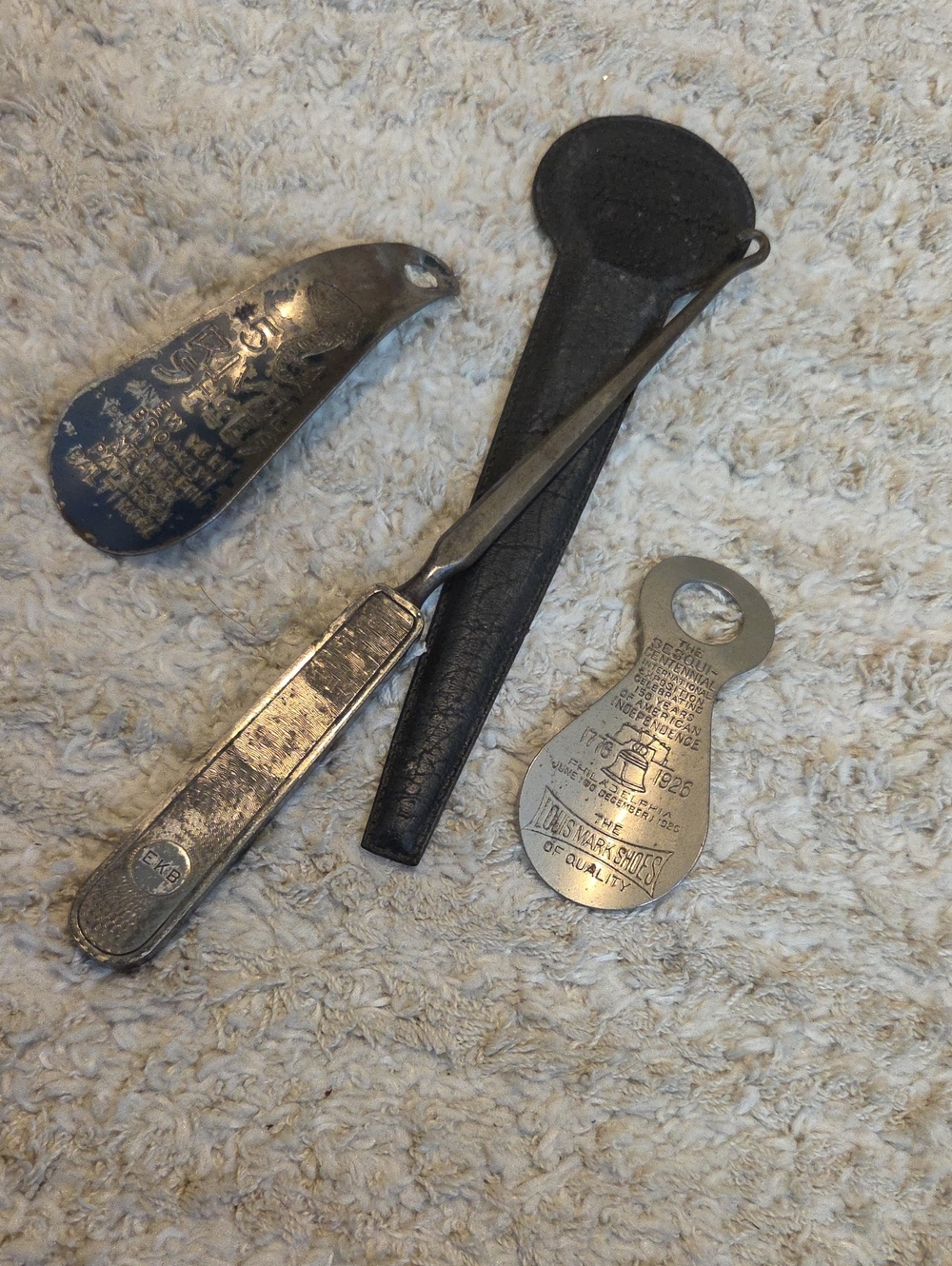 Classic Men's Metal Shoe Horn Set And Vintage Button Hook - Silver